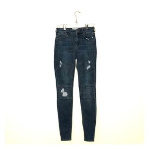 Kendall+Kylie Ripped Moto Mid Rise Skinny Jeans